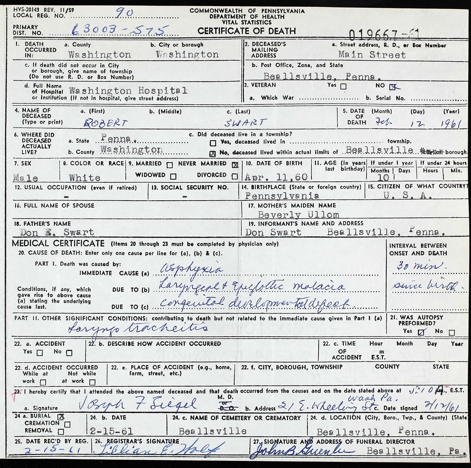 death certificate